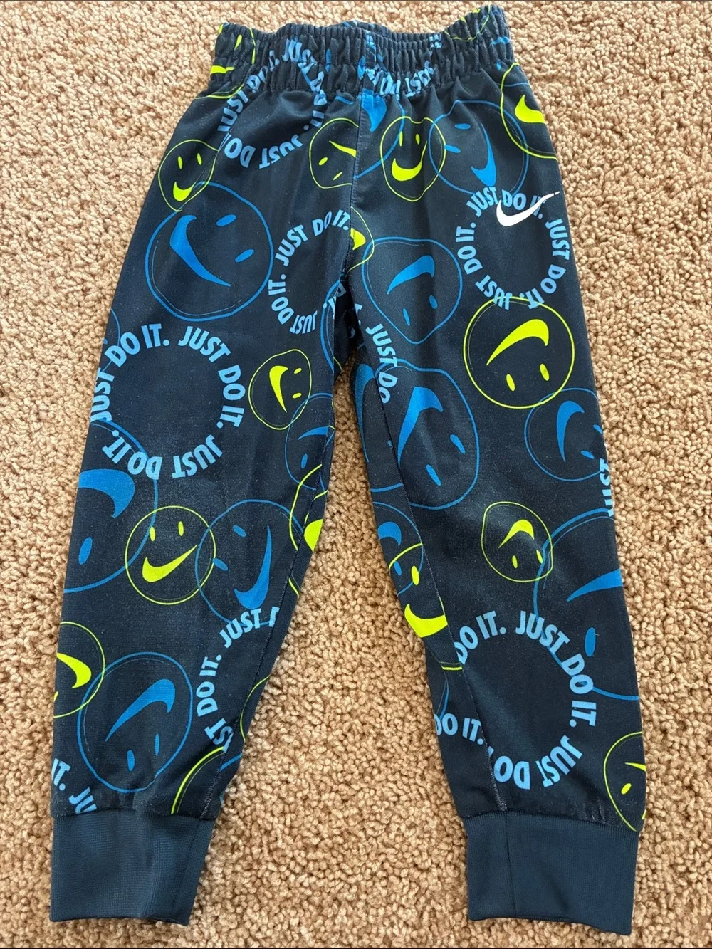 Nike Kids Black Tracksuit with Blue & Neon Green Smiley Print - Picture 2 of 5